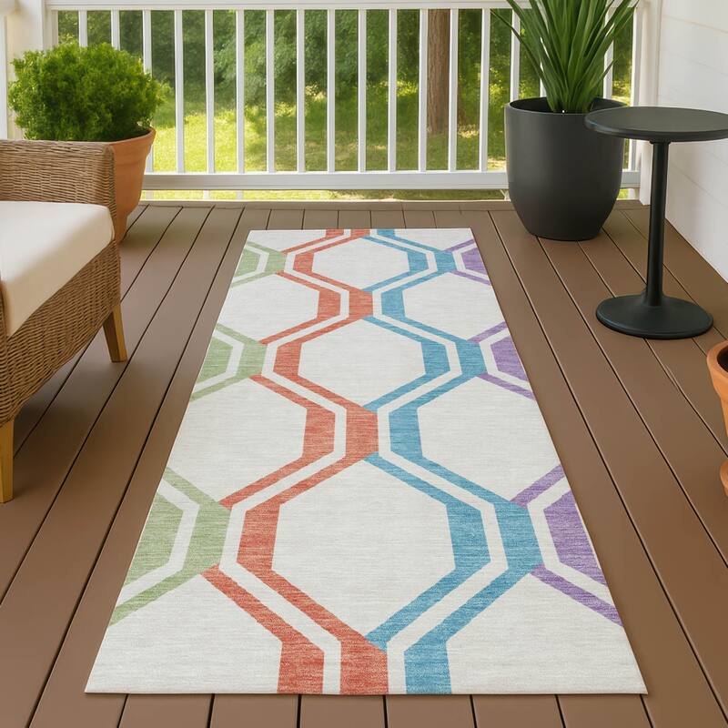 Machine Washable Indoor/ Outdoor Contemporary Dimensions Chantille Rug - Pearl - 2'3" x 7'6"