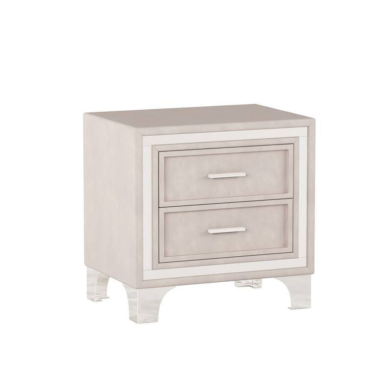 2-Drawer Nightstand with Metal Legs for Bedroom