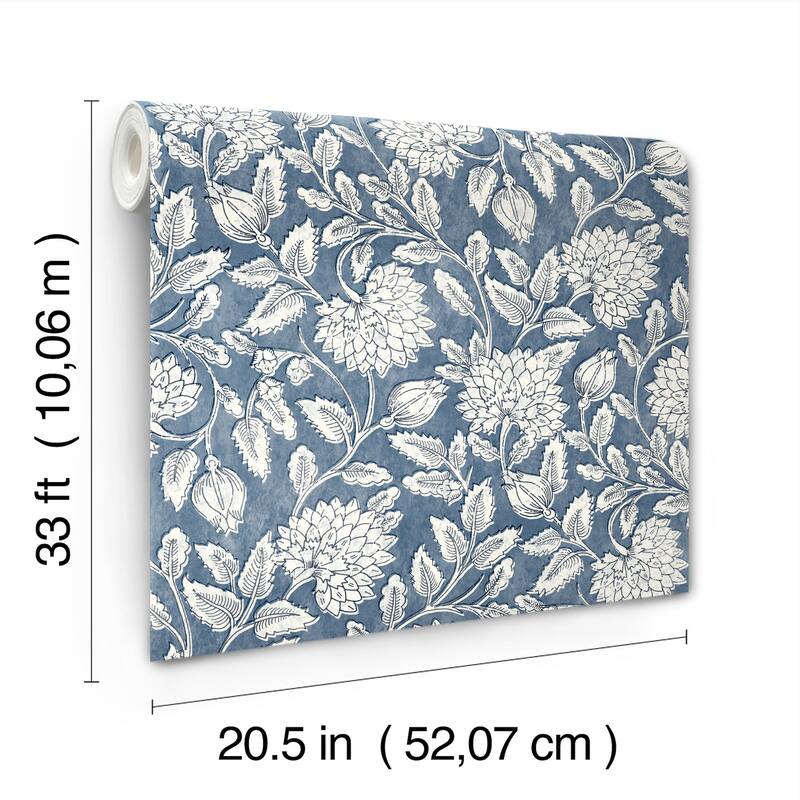 Chesapeake Vadouvan Navy Jacobean Trail Wallpaper