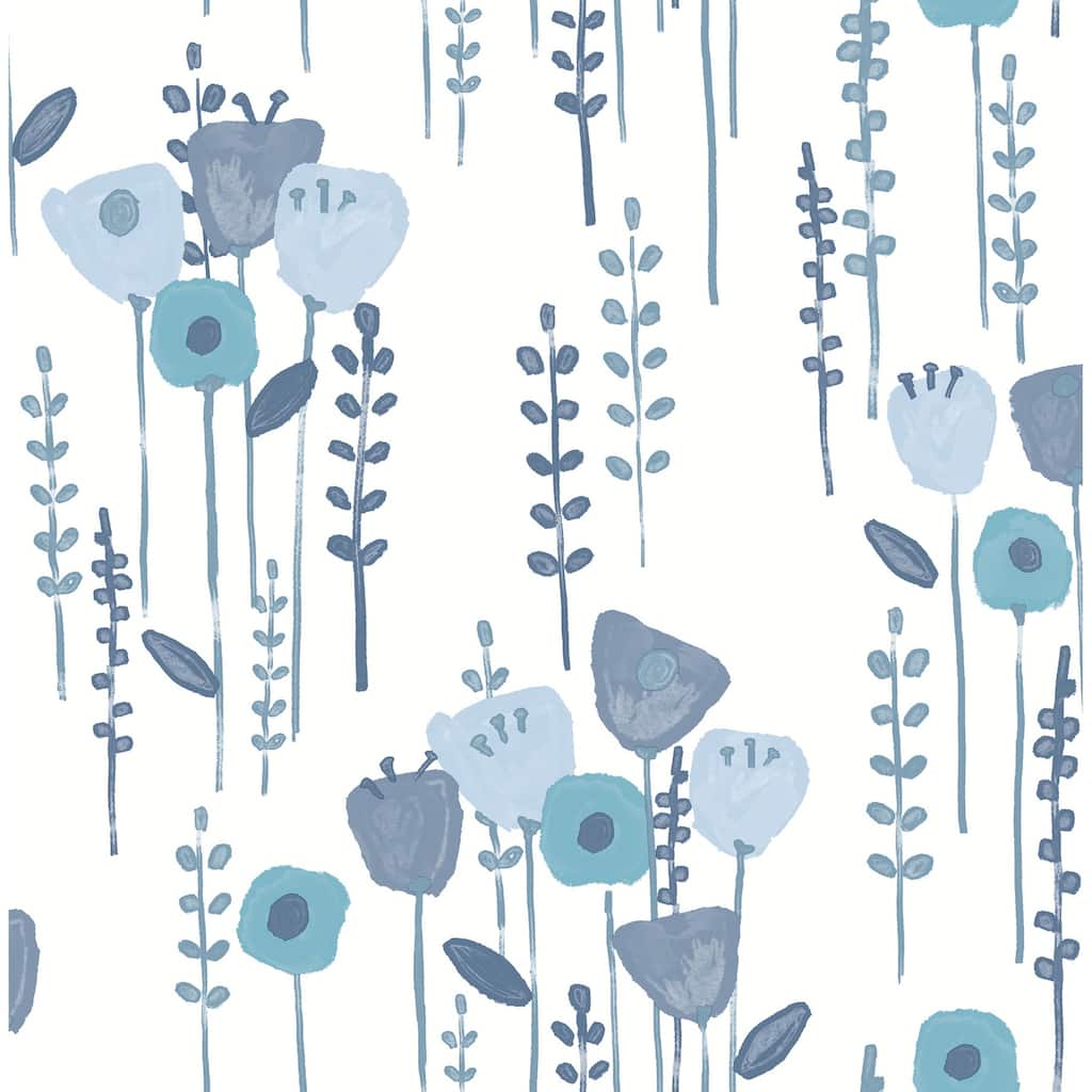 A-Street Prints Mabel Blue Floral Field Wallpaper