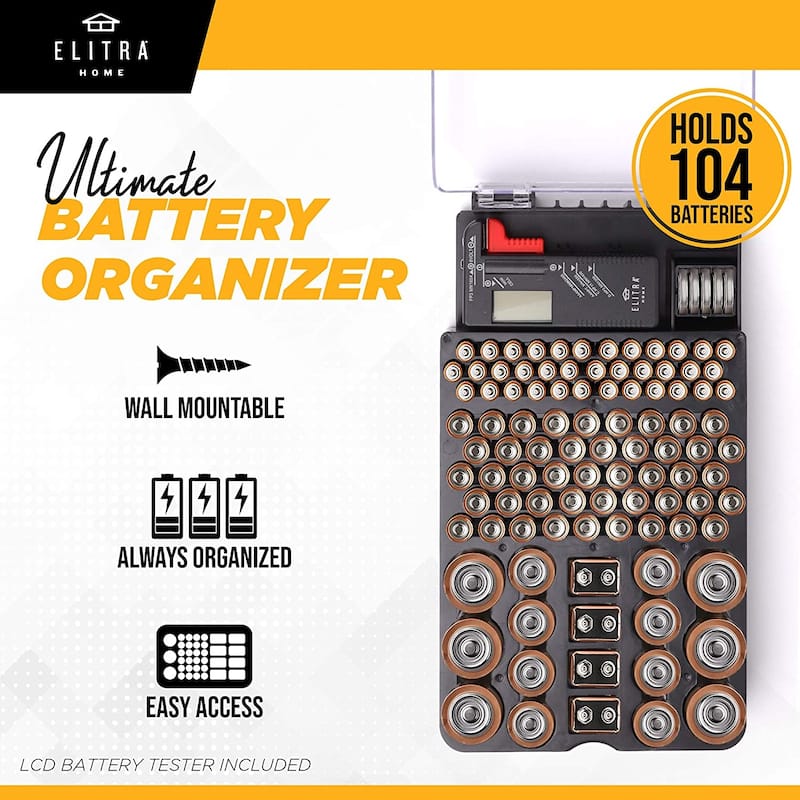 ELITRA HOME 180-204 Ultimate Battery Storage Organizer - 104 Batteries