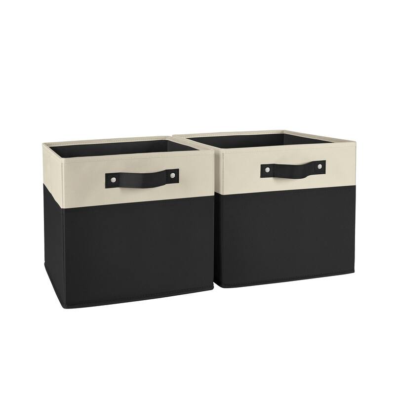 RiverRidge Kids 2pc Two-Tone Fabric Collapsible Cube Storage Organizers with Handles - Black