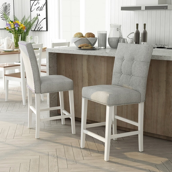 Furniture of America Tia Transitional White Counter Chairs (Set of 2). Opens flyout.