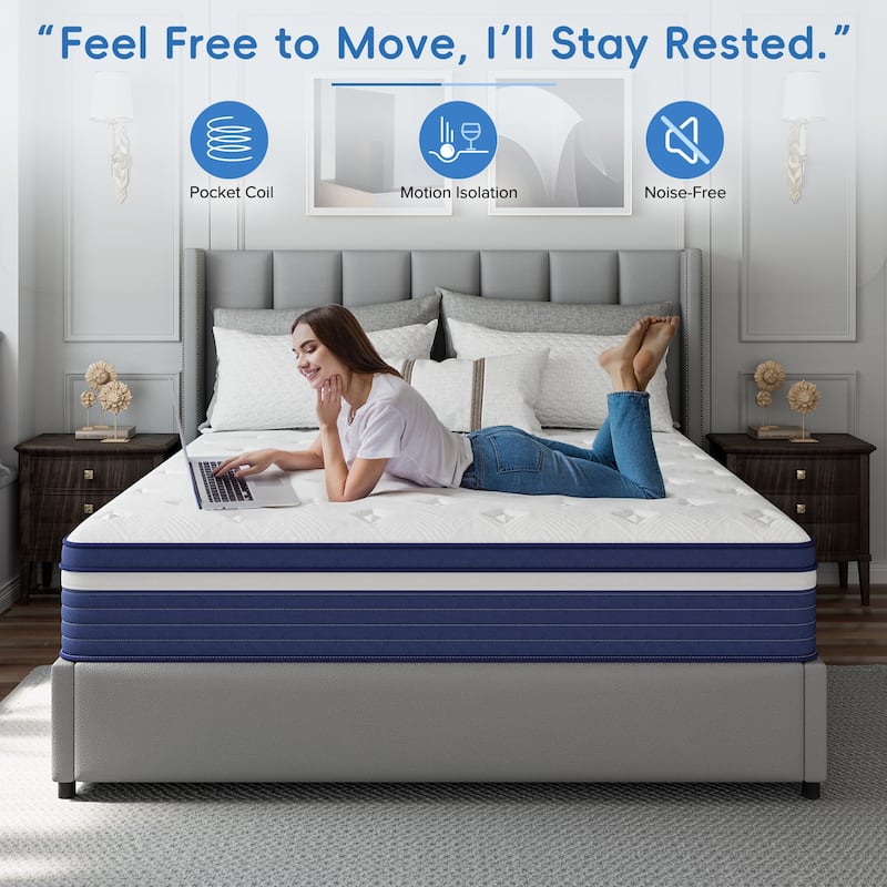 IFLUOUS 10in. Innerspring Hybrid Cooling and Breathable Medium Firm Mattress with CertiPUR-US, SGS and OEKO-TEX Certified