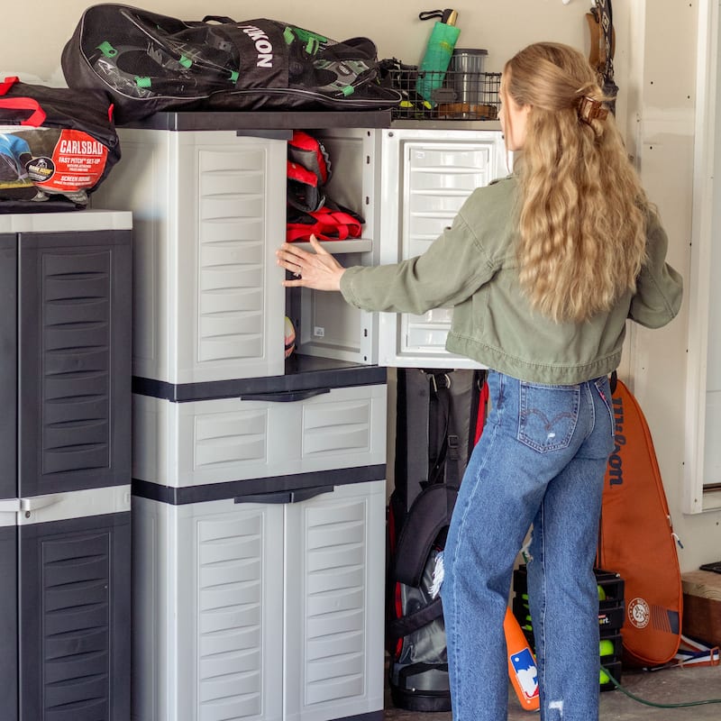 Sunnydaze Storage Cabinet with 2 Adjustable Shelves and Drawer