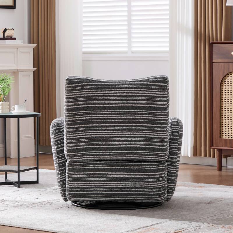 Swivel Striped Accent Chair with Metal Base, Modern Arm Chair for Living Room, Fabric Club Single Sofa Chair