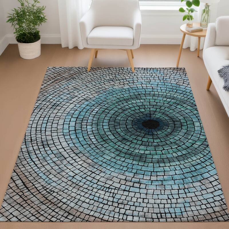 Machine Washable Indoor/ Outdoor Mosaic Rome Chantille Rug