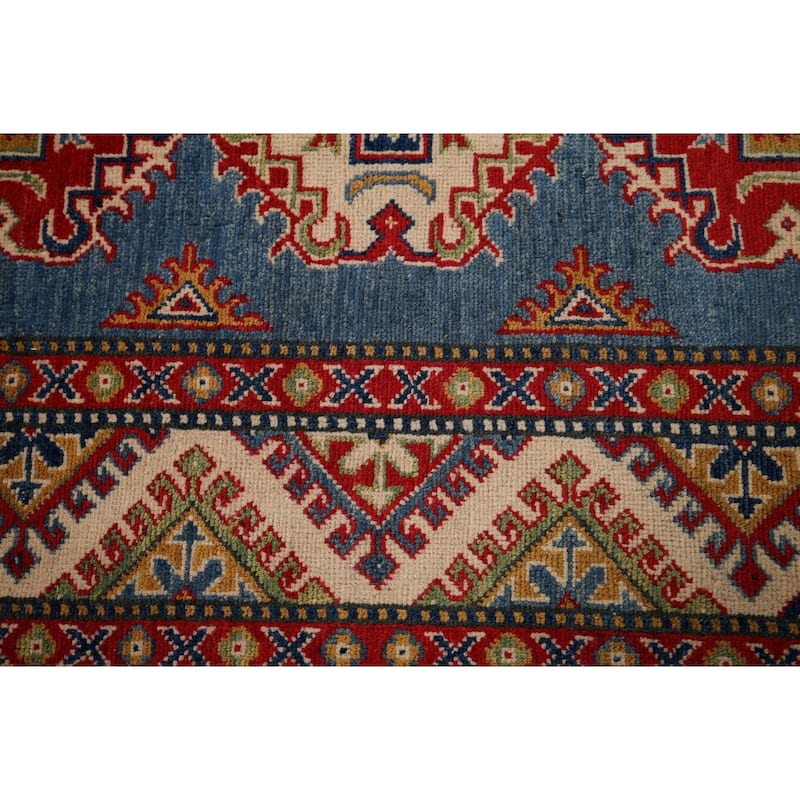 Blue Kazak Foyer Rug Hand-Knotted Traditional Wool Carpet - 3'5" x 4'9"