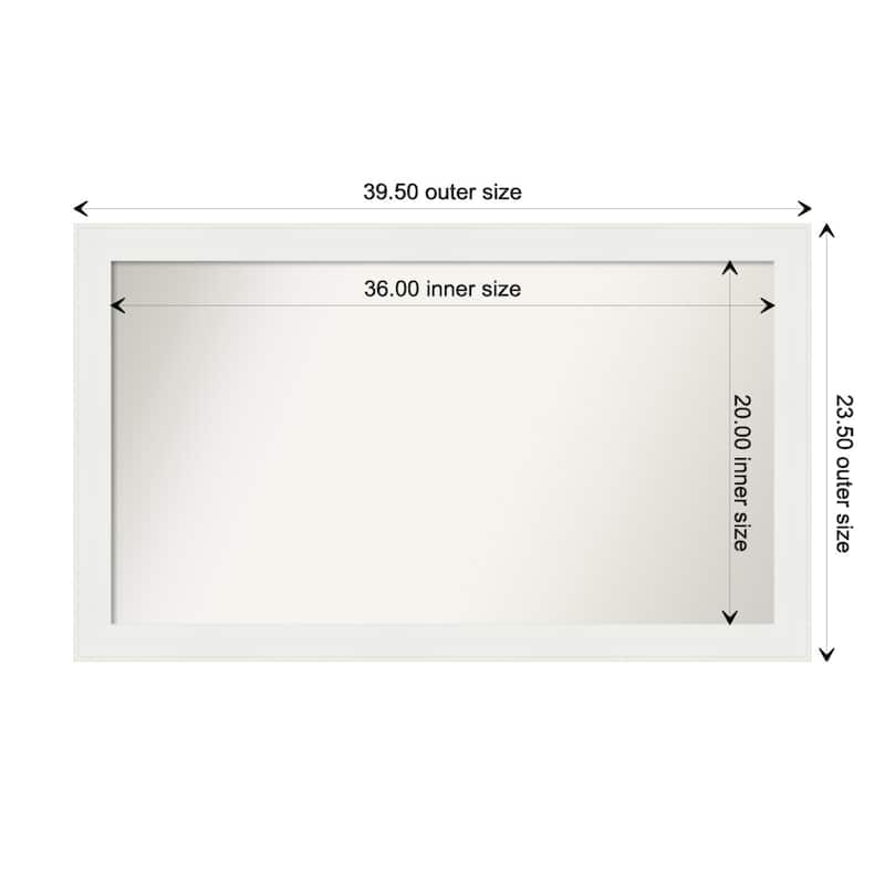 Vanity White Narrow Framed Non-Beveled Custom Wall Mirror, Bathroom Vanity Mirror - Outer Size: 39.5 x 23.5