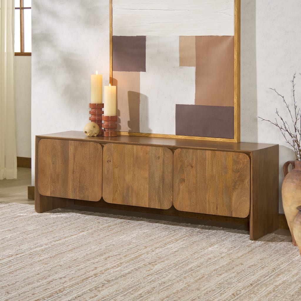 SAFAVIEH Couture Grigorio Solid Wood 3-Door Sideboard, Fully Assembled - 59"W x 16"D x 20"H