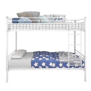 Metal-Frame Bunk Bed with Ladder, Featuring a Space-Saving Design