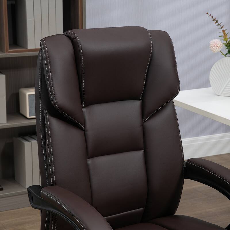 Vinsetto Massage Office Chair with 6 Vibration Points, Lumbar Heated PU Leather Reclining Computer Chair with Adjustable Height