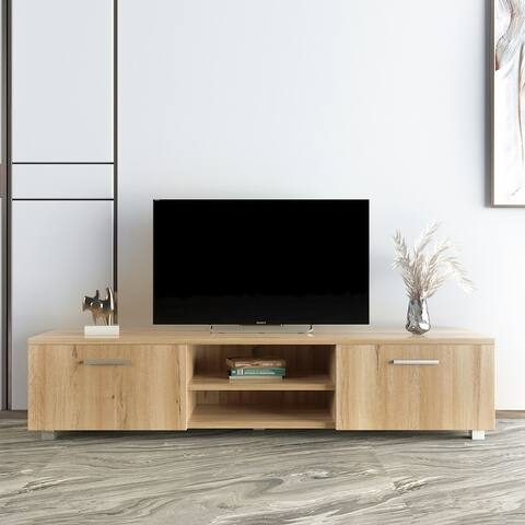 Modern Minimalist style TV Stand with 2 Drawers & 2 Shelfs, Media Entertainment Center, TV Cabinet for Living Room & Bedroom