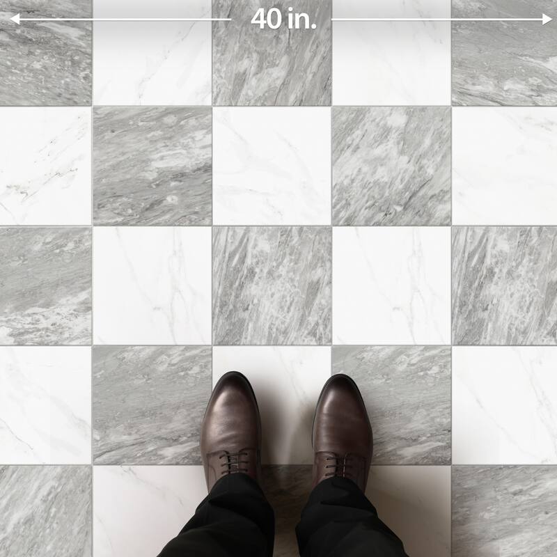 Merola Tile Marbilia Chess Bardiglio 17-3/8" x 17-3/8" Porcelain Floor and Wall Tile