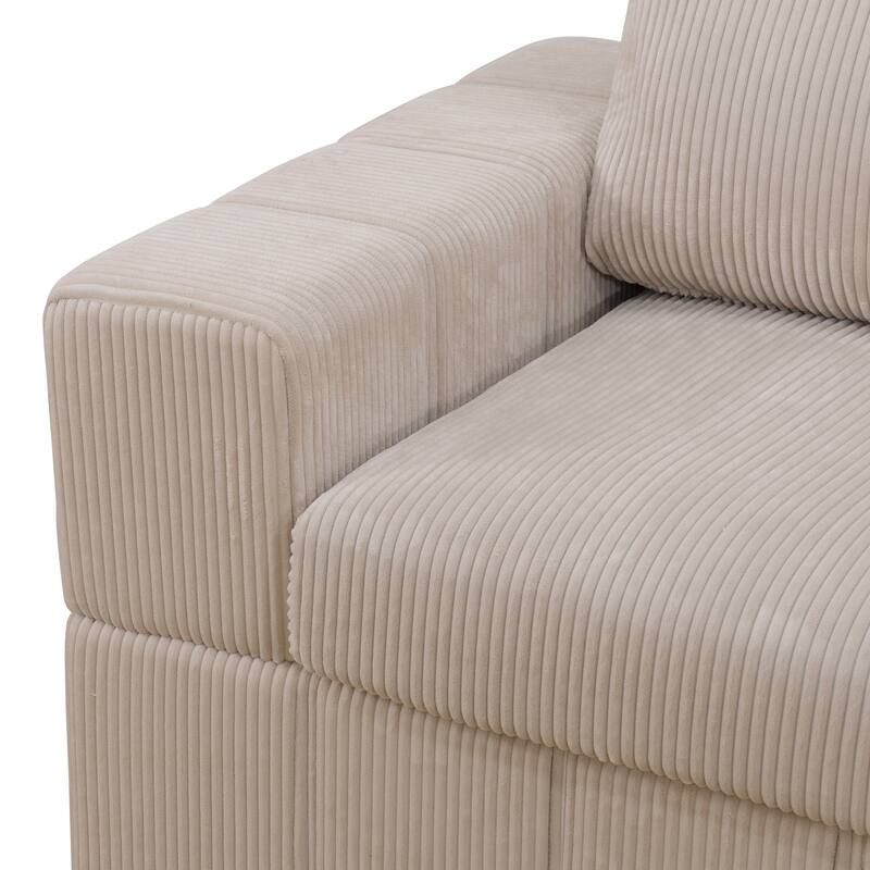 104'' Modern 5 Seaters Corduroy Sectional Sofa with 2 Ottomans, U-Shaped Modular Couch