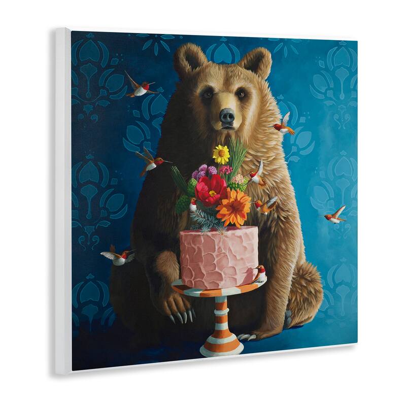 Stupell Bear with Sweet Dessert Cake Wall Plaque Art Design By Heather Gauthier