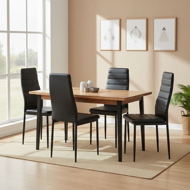 Homylin Modern PU Leather Dining Chairs with Metal Legs, Armless Padded Side Chairs for Kitchen & Dining Room - Set of 4