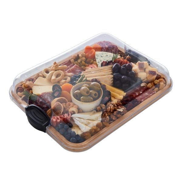 Farberware Build-a-Board Charcuterie Board with Lid, 11x14 Inch, Bamboo-Black