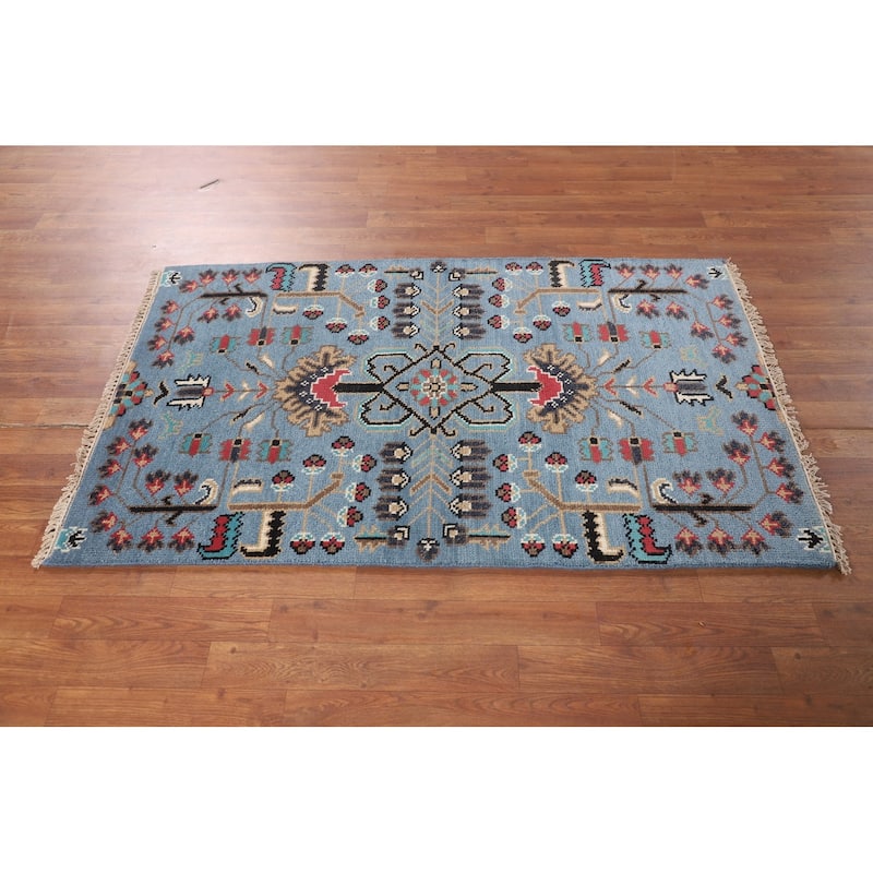 Light Blue Ziegler Foyer Rug Hand-Knotted Wool Carpet - 3'0"x 5'0"
