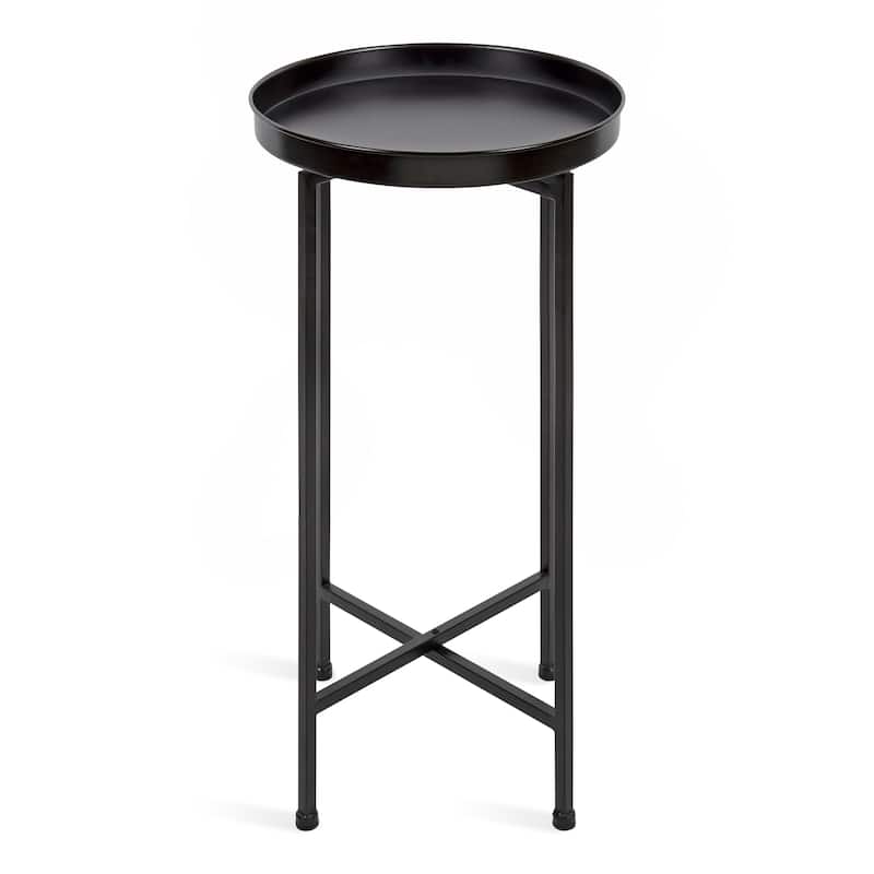 Kate and Laurel Celia Round Foldable Metal Accent Table - 14x14x26