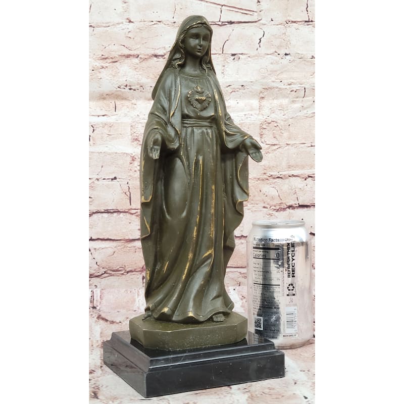 Immaculate Heart Of Mary Bronze Sculpture - Religious Christian Virgin Mary Art
