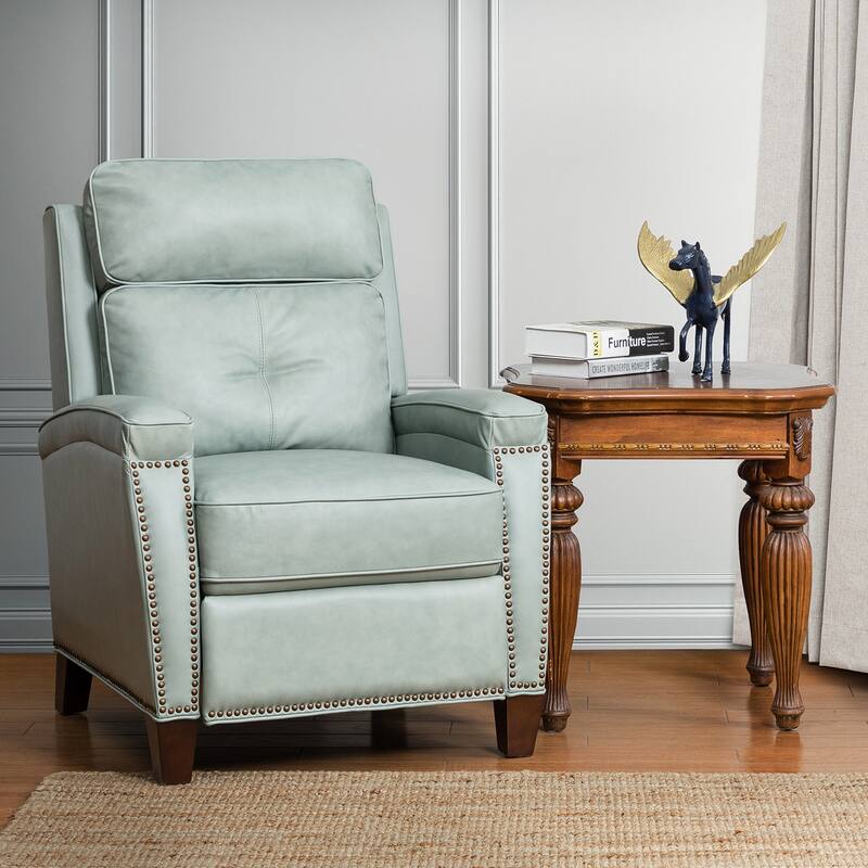 Gaspar Mid-Century Modern Pushback Recliner with Nailhead Trim by HULALA HOME