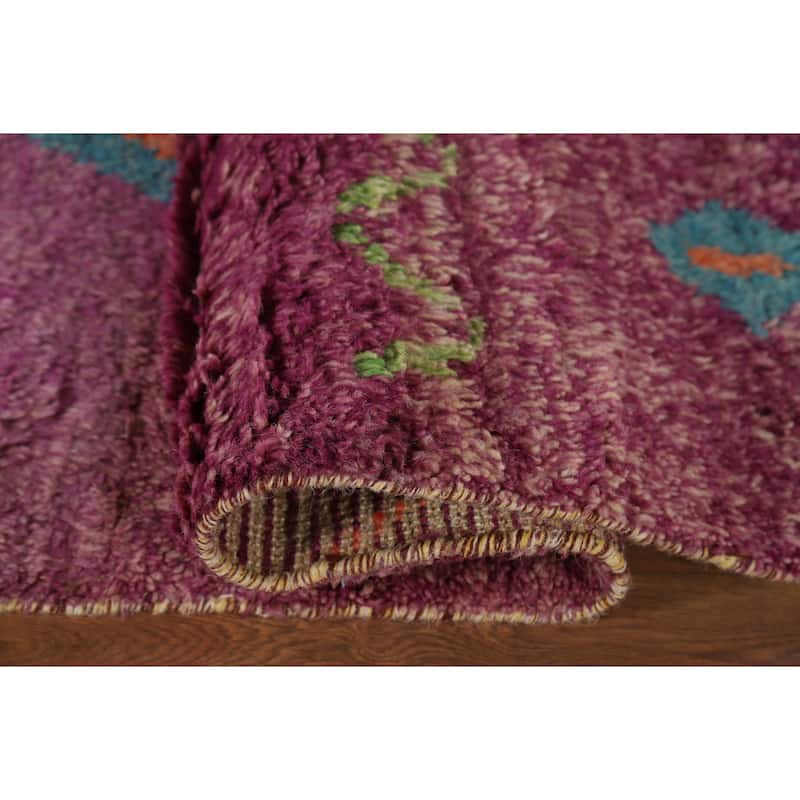 Purple Moroccan Oriental Area Rug Hand-Knotted Wool Carpet - 8'9" x 12'3"