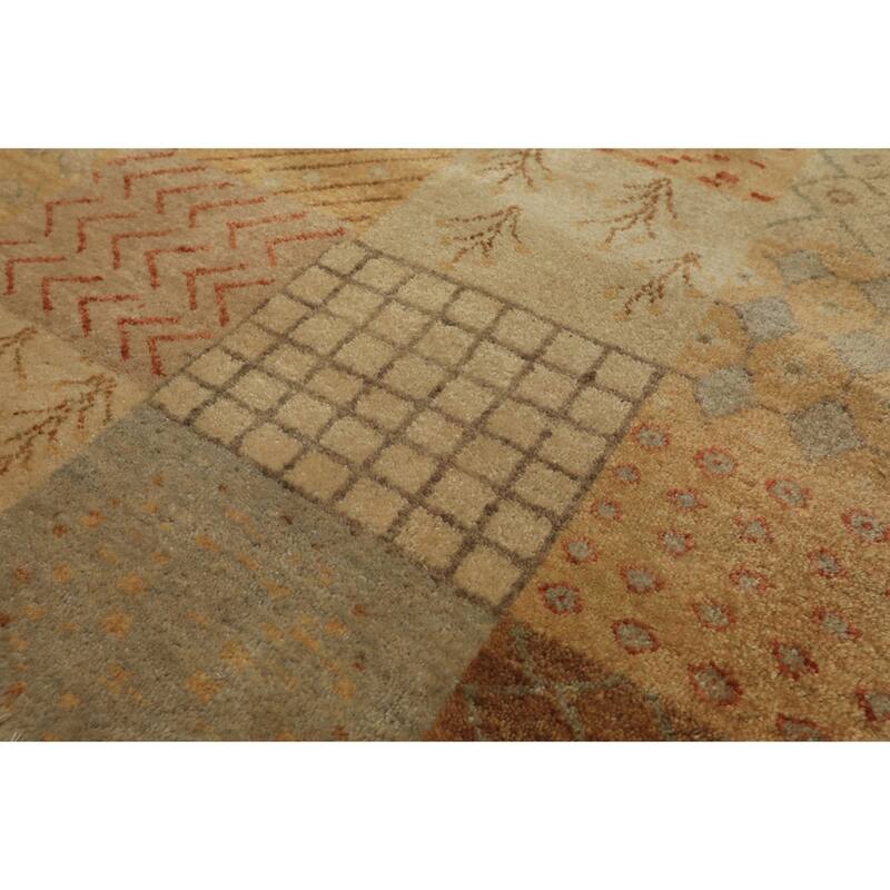 7'11''x10'2'' Hand Knotted Wool Beige Silky Sheen allover pattern Peshawar Rug - 7' 11'' x 10' 2''