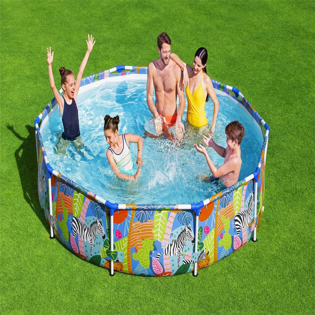 Steel Pro Above Ground Swimming Pool, Round 10 ft. x 26 in. with Wild Safari Print