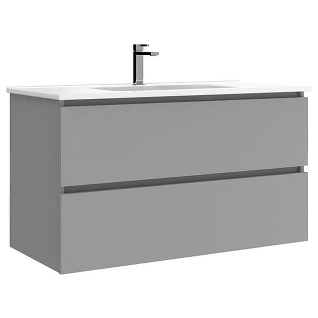 WS Bath Collections Flora C100 Flora 40" Wall Mounted Single Basin - Moka Matte
