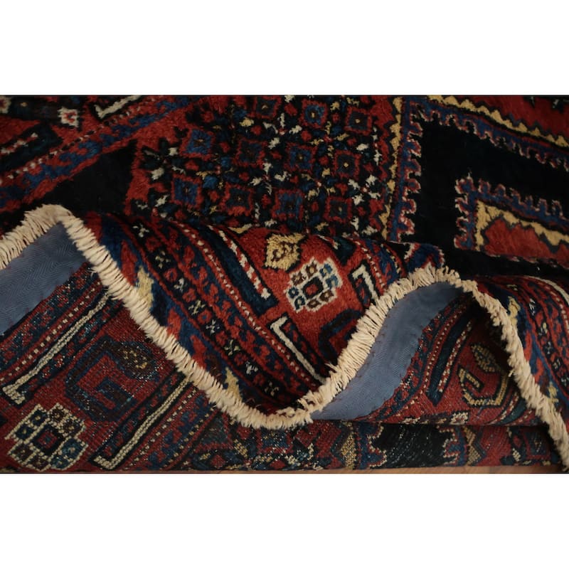 Hand Knotted Oriental 100% Wool Carpet Traditional Geometric Oranges & Rust Afshar Area Rug - 5' 5'' X 4' 3''