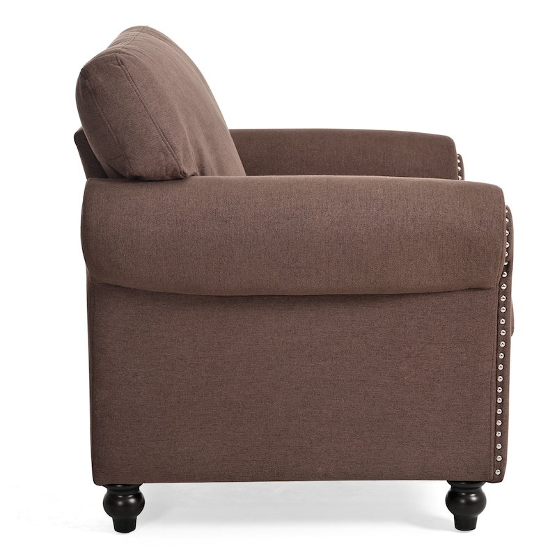 Brown 37.4" Accent Chair with Nailheads