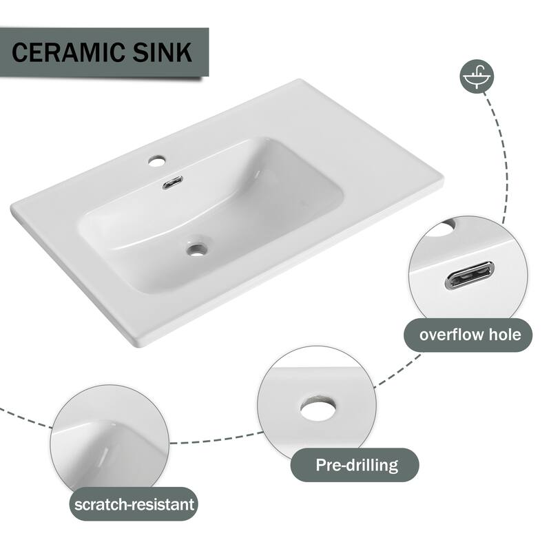 32"Floating Wall-Mounted Bathroom Vanity with Single Sink,Soft-Close Cabinet Door