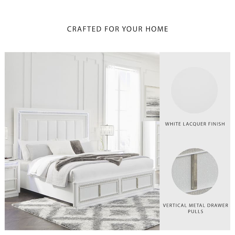 Signature Design by Ashley Chalanna White California King Upholstered Platform Storage Bed