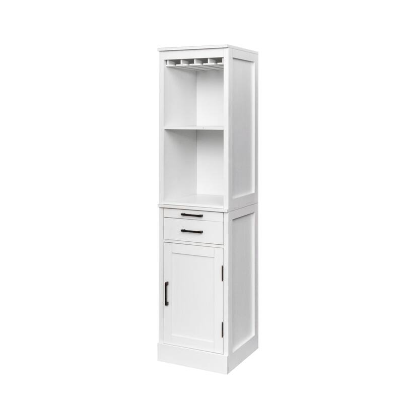 17.85" Modular Wooden Wine Bar Storage Cabinet with Shelves & Hutch