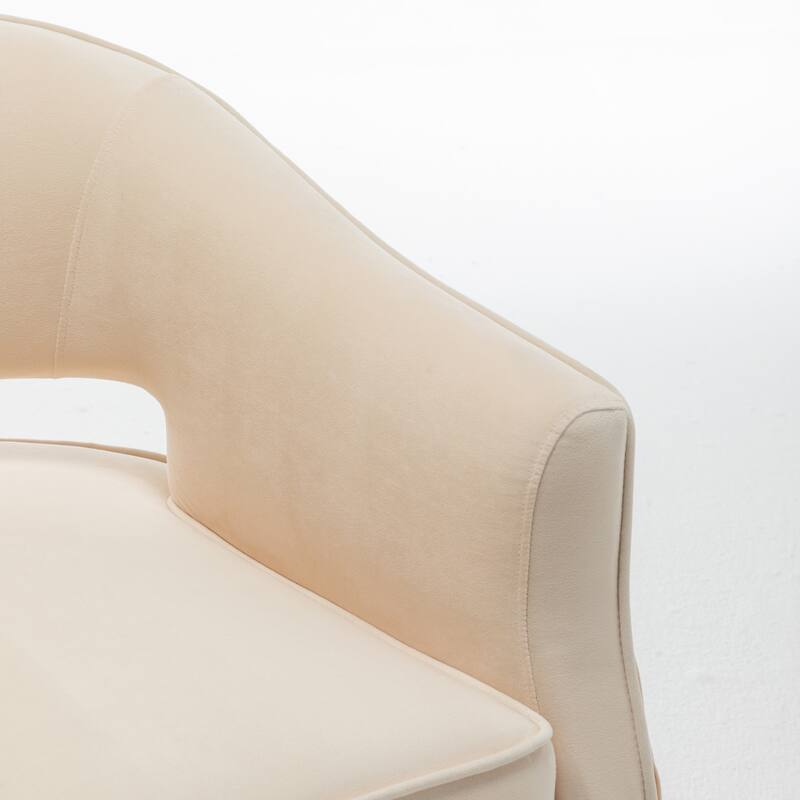 SEYNAR Modern Velvet Accent Arm Vanity Chair with Wingback and Gold Legs for Living Room