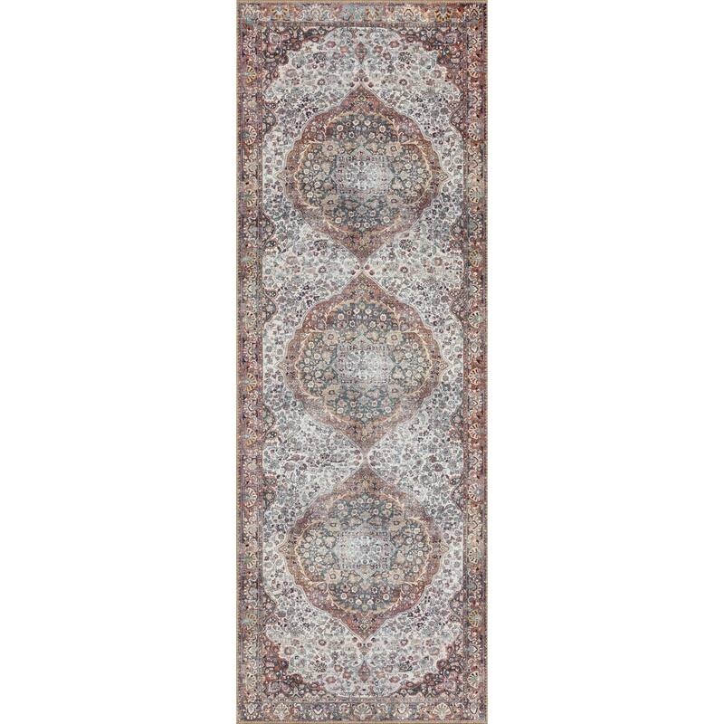 Alexander Home Sophia Printed Floral Medallion Area Rug
