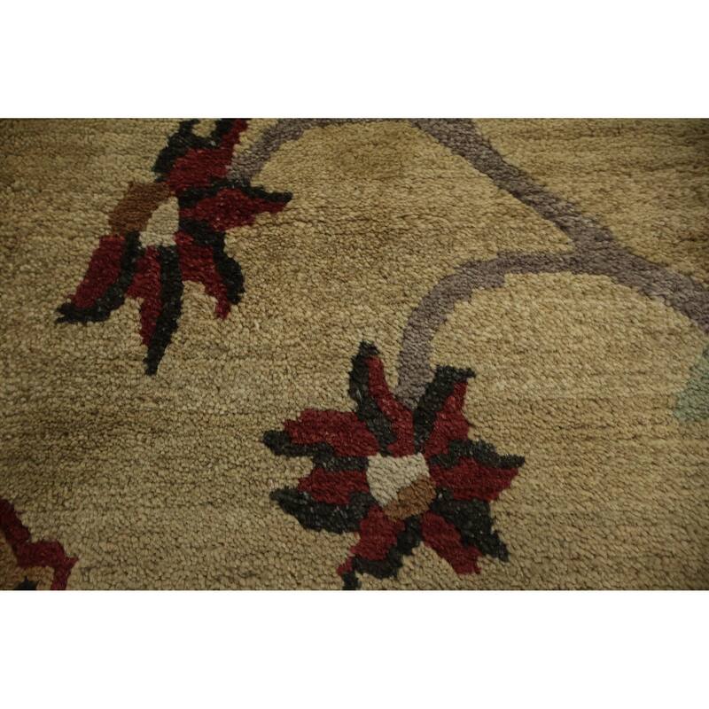 Hand Knotted Oriental 100% Wool Carpet Traditional Floral Yellow & Gold Nepalese Area Rug - 12' 3'' X 8' 11''