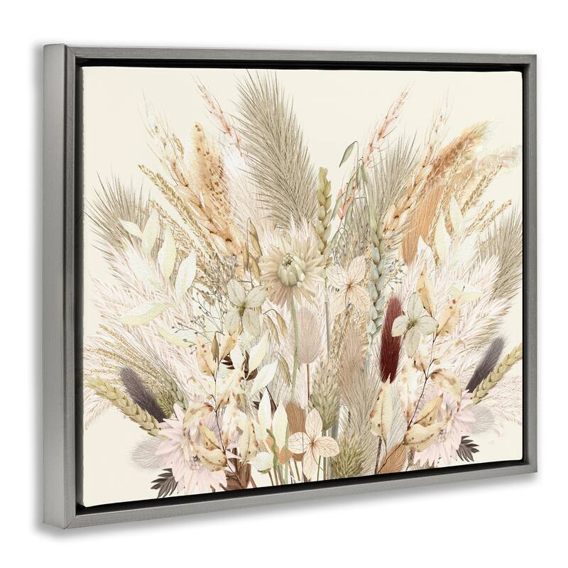 Stupell Natural Wheat & Country Herbs Framed Floater Canvas Wall Art Design By Val Rhodes