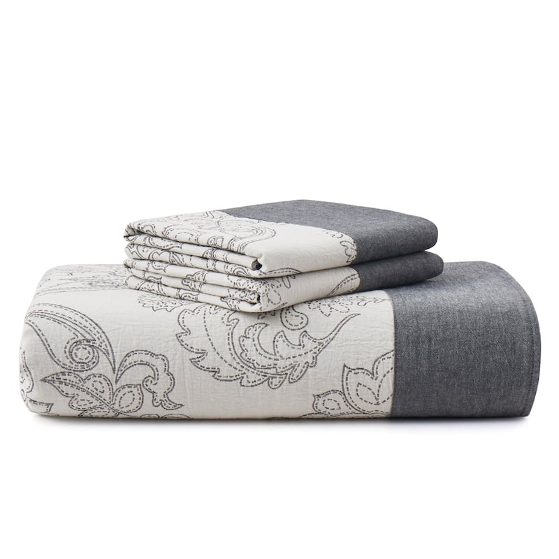 100% Cotton Gauze Double-Layer Floral Jacquard Duvet Cover Set