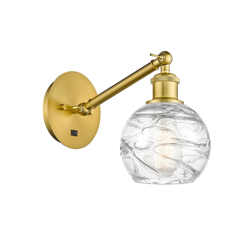 Innovations Lighting Ballston Athens Deco Swirl - 1 Light 6" Sconce - Arm Adjusts Up and Down - Satin Gold/Clear Deco Swirl