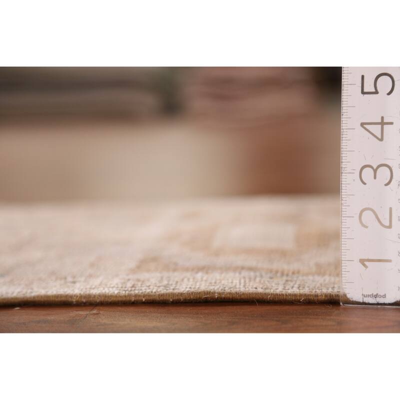 Hand Knotted Oriental 100% Wool Carpet Transitional Geometric Beige & Ivories Anatolian Area Rug - 2' 4'' X 1' 5''