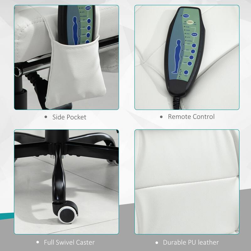 Massage Office Chair with 7 Vibrating Motors, 155° Recline, Footrest and PU Leather