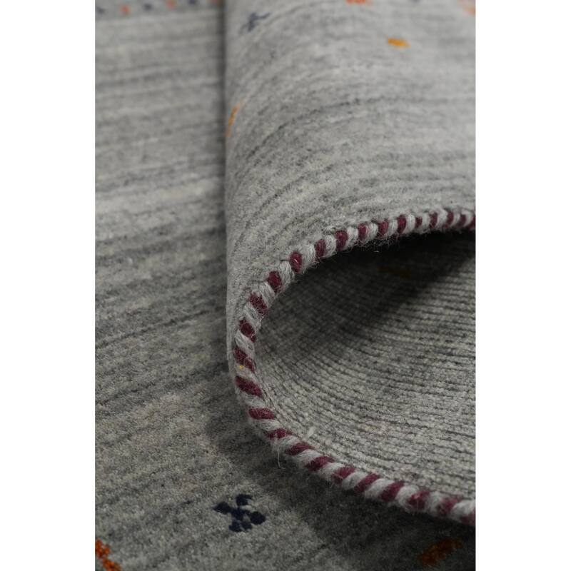 Hand Knotted Oriental 100% Wool Carpet Tribal Animal Pictorial Greys & Charcoal Gabbeh Area Rug - 7' 11'' X 5' 0''
