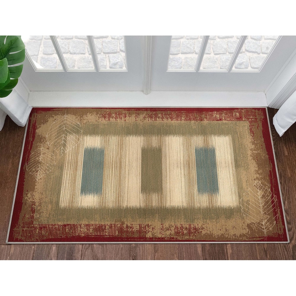 Well Woven Apollo Border Modern Abstract Flat-Weave Rug