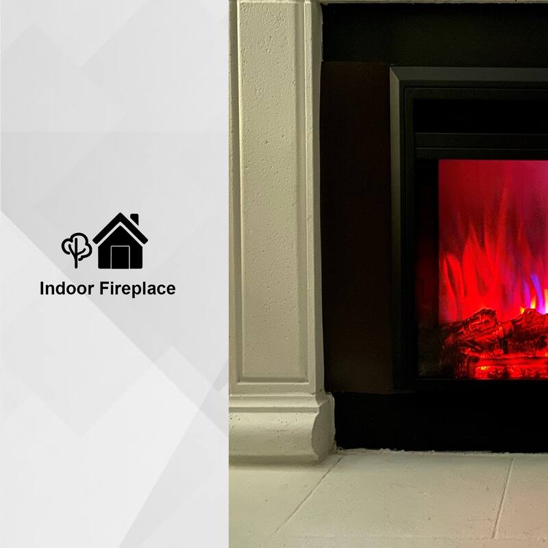 XBrand Insert Fireplace Heater w/Remote Control and LED Flame Effect, 28 Inch Long, Black