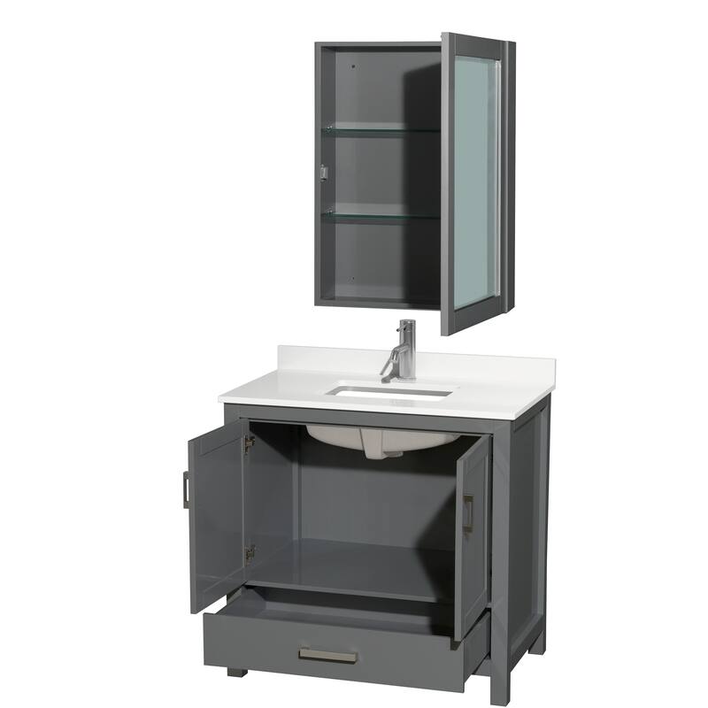 Sheffield 36-inch Single Vanity, Single Hole Quartz Top, Med Cabinet