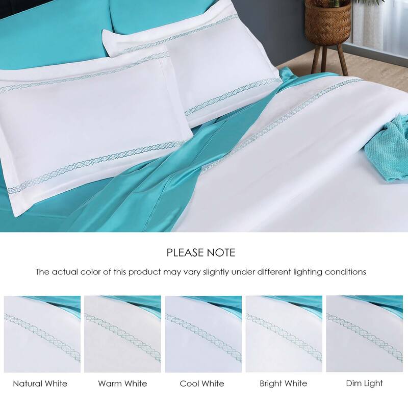 Superior Egyptian Cotton 1000 Thread Count Embroidered Scroll Duvet Cover Set