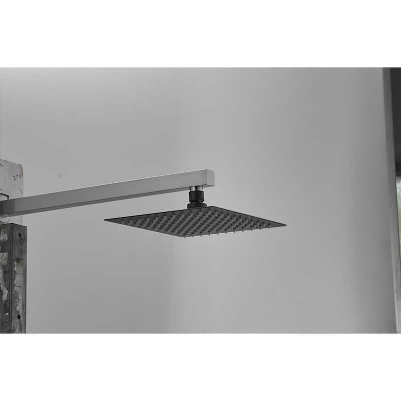 Stainlessn Steel Square Matte Black Rainfall Shower Head (8/10/12/16 Inches)