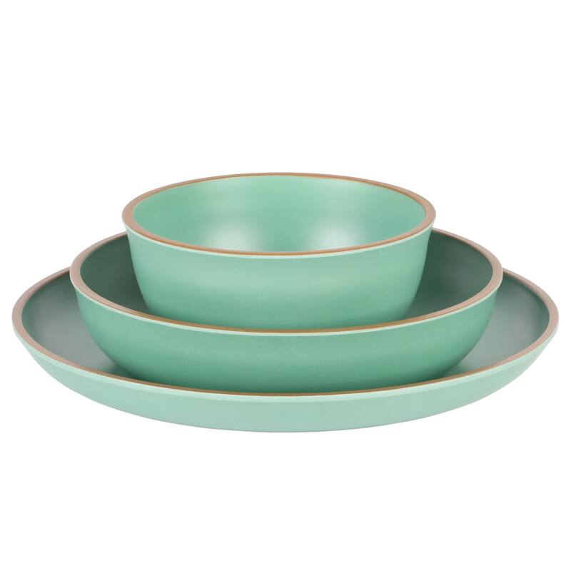 Gibson Home Rockabye 12 Piece Double Bowl Melamine Dinnerware Set